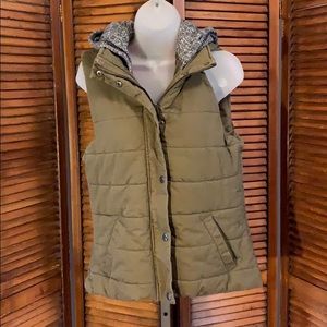 Olive green hooded vest